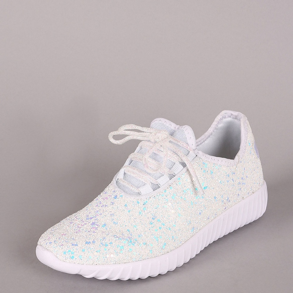 HP💃 Holographic Glitter Lace Up Fashion Sneakers - Picture 2 of 6